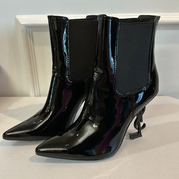Women’s YSL Saint Laurent Opyum 110 Patent Leather Booties - Size 8 - Picture 3 of 8